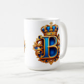 Königsblaues Buchstaben-B-Monogramm Kaffeetasse (VorderseiteRechts)