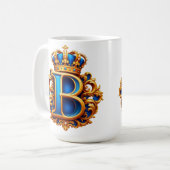 Königsblaues Buchstaben-B-Monogramm Kaffeetasse (Vorderseite Links)