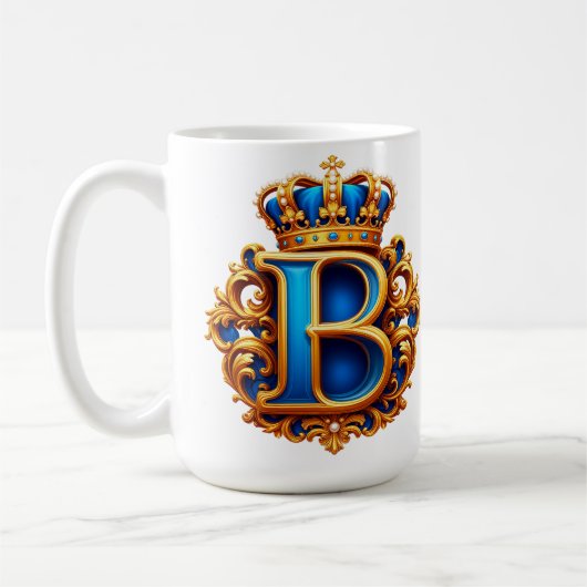 Königsblaues Buchstaben-B-Monogramm Kaffeetasse (Links)