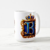 Königsblaues Buchstaben-B-Monogramm Kaffeetasse (VorderseiteRechts)