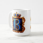 Königsblaues Buchstaben-B-Monogramm Kaffeetasse (Vorderseite Links)