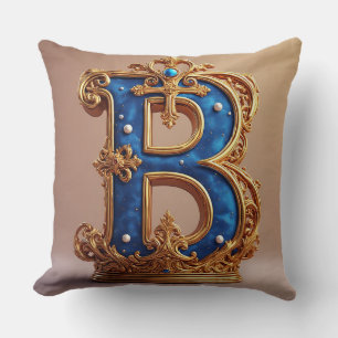 Königsblaues Buchstaben-B-Monogramm Kissen