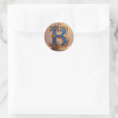Königsblaues Buchstaben-B-Monogramm Runder Aufkleber (Tasche)