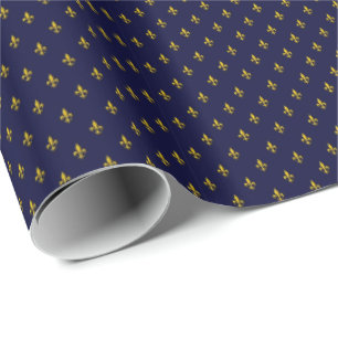 Königsblaues Fleur-de-Lis-Muster Geschenkpapier