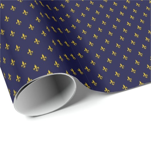 Königsblaues Fleur-de-Lis-Muster Geschenkpapier (Rolleneckpunkt)