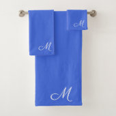 königsblaues Handtuch mit Monogramm Badhandtuch Set (Insitu)
