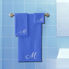 königsblaues Handtuch mit Monogramm Badhandtuch Set