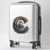 Königsblaues Monogramm Buchstabe C Aufkleber (Koffer)