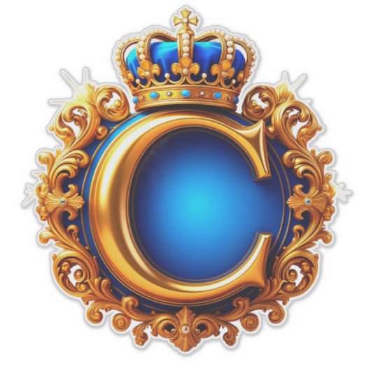 Königsblaues Monogramm Buchstabe C Aufkleber (Vorderseite)