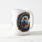 Königsblaues Monogramm Buchstabe C Kaffeetasse (VorderseiteRechts)