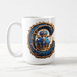 Königsblaues Monogramm Buchstabe C Kaffeetasse