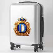 Königsblaues Monogramm Buchstabe D Aufkleber (Koffer)