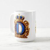 Königsblaues Monogramm Buchstabe D Kaffeetasse (Vorderseite Links)
