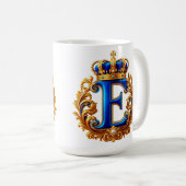 Königsblaues Monogramm Buchstabe E Kaffeetasse (VorderseiteRechts)