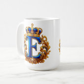 Königsblaues Monogramm Buchstabe E Kaffeetasse (Vorderseite Links)