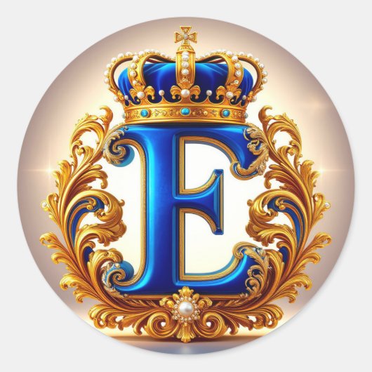 Königsblaues Monogramm Buchstabe E Runder Aufkleber (Vorderseite)