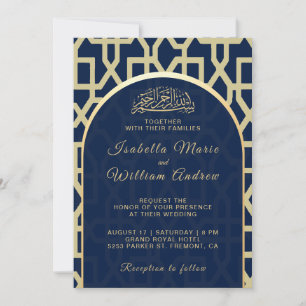 Königsblaues und goldenes islamisches Mihrab-Musli Einladung