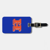 Königsblaues und oranges Varsity-Schulmonogramm Gepäckanhänger (Vorderseite horizontal)