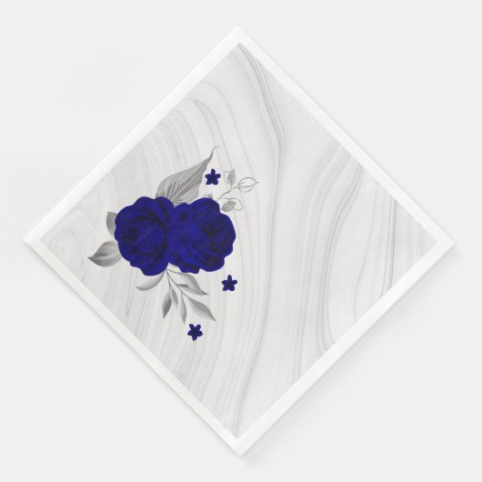 Königsblumen silberne Blätter aus Marmor Serviette (Ecke)