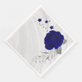 Königsblumen silberne Blätter Marmorpapier Dinn Serviette (Ecke)