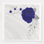 Königsblumen silberne Blätter Marmorpapier Dinn Serviette (Vorderseite)