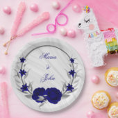 Königsblumen silberne Blätter mit Marmor Pappteller (Party)