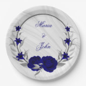 Königsblumen silberne Blätter mit Marmor Pappteller (Vorderseite)