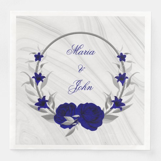 Königsblumen silberne Blätter mit Marmor Serviette (Vorderseite)