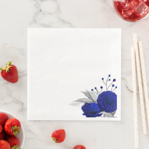 Königsblumen und silberne Blätter Serviette