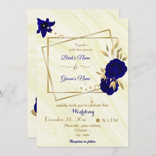 Königsblüten, geometrische Hochzeit Einladung (Vorne/Hinten)