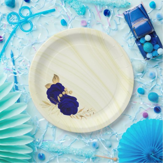 Königsblüten, goldene Blätter aus Marmor Pappteller (Party)