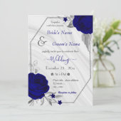 Königsblüten, silberne geometrische Hochzeit Einladung (Stehend Vorderseite)