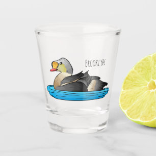 Königseiderenten-Comic-Illustration Schnapsglas