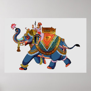 Königselefant's Reise: Indisches Folklore-Design Poster