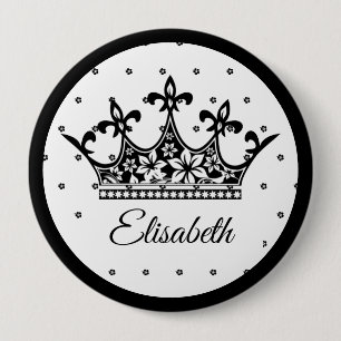 Königskrone Blumengebirge Schwarz-weiß schön Vinta Button