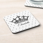 Königskrone Blumengebirge Schwarz-weiß schön Vinta Getränkeuntersetzer (Linke Seite)