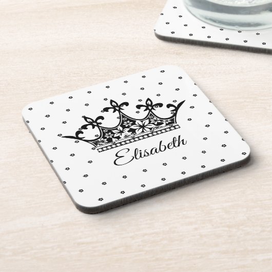 Königskrone Blumengebirge Schwarz-weiß schön Vinta Getränkeuntersetzer (Linke Seite)