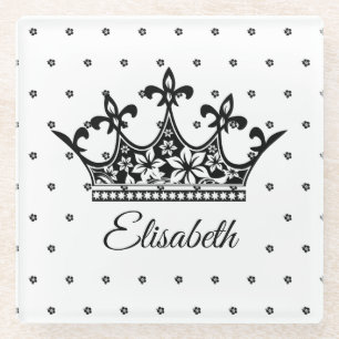 Königskrone Blumengebirge Schwarz-weiß schön Vinta Glasuntersetzer