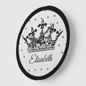 Königskrone Blumengebirge Schwarz-weiß schön Vinta Große Wanduhr (Winkel)