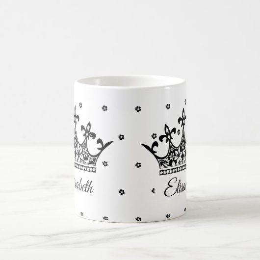 Königskrone Blumengebirge Schwarz-weiß schön Vinta Kaffeetasse (Mittel)