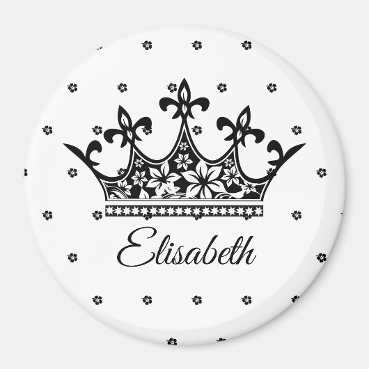 Königskrone Blumengebirge Schwarz-weiß schön Vinta Magnet (Vorne)