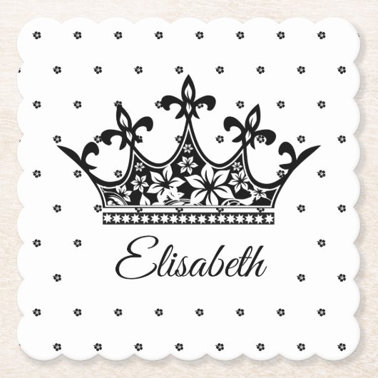 Königskrone Blumengebirge Schwarz-weiß schön Vinta Untersetzer (Vorderseite)