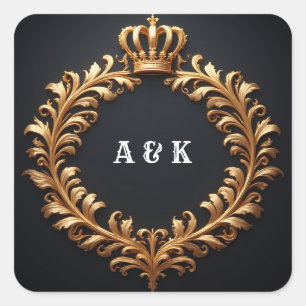 Königskrone Lorbeer Kranz Auszeichnungs-Emblem ✨ Quadratischer Aufkleber