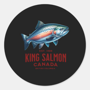 Königslachs Flussfischen In British Columbia Cana Runder Aufkleber