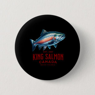 Königslachs-Flussfischen in British Columbia Kanad Button