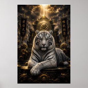 Königslicht Weißer Tiger-Thron Majestätische F Poster