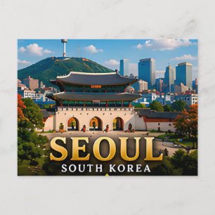 Königspaläste und moderne Skyline von Seoul Postkarte