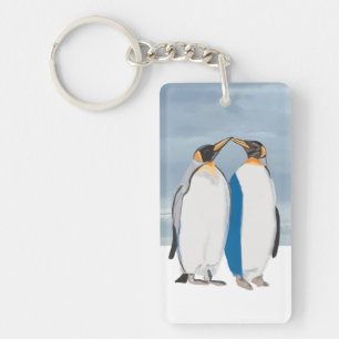 Königspinguin-Paar beim Küssen Schlüsselanhänger