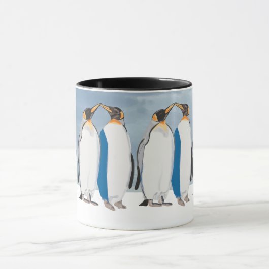 Königspinguin-Paar beim Küssen Tasse (Zentrum)