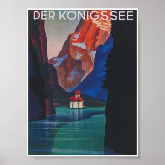 Konigssee Deutschland Farbenfrohe Vintage Reise Poster (Vorne)